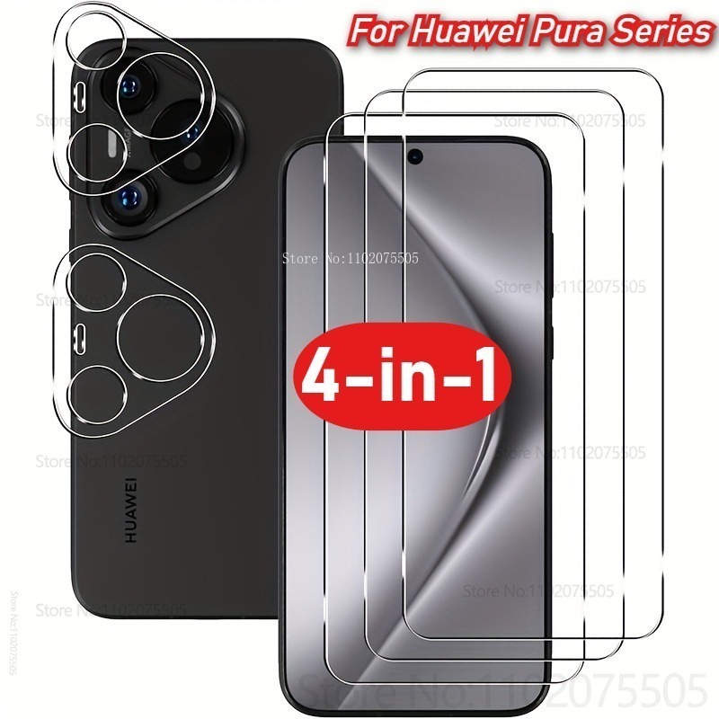 Huawei Pura 70 - [4-in-1]2Pcs Full Coverage Tempered Glass+2Pcs Camera