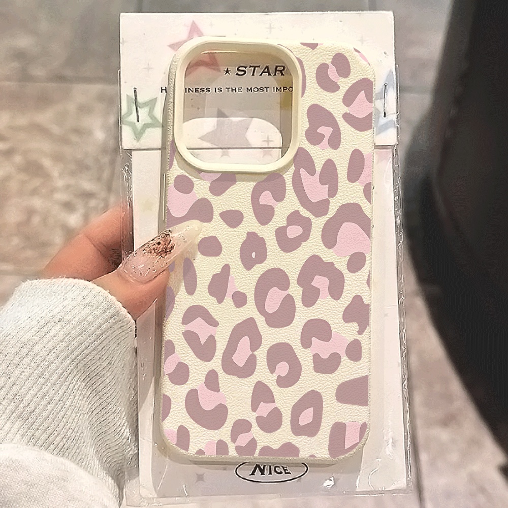 Apple Iphone 16 - เคสโทรศัพท์ลายเสือดาวสีม่วงอ่อน สำหรับ iPhone 17 16 15