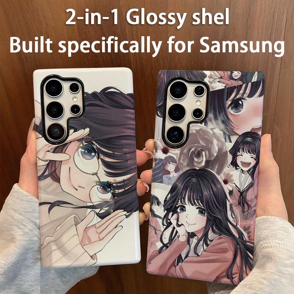 Samsung Galaxy S24 - เคสโทรศัพท์ลายดอกไม้หอมฟุ้งฟู สง่างาม แบบ 2-in-1 ผิวมันวาว สำหรับ
